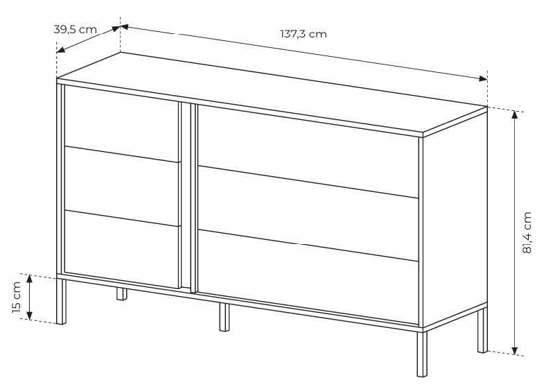 DASTIN Komoda 6S beżowa na wysokich nóżkach - zdjęcie produktu